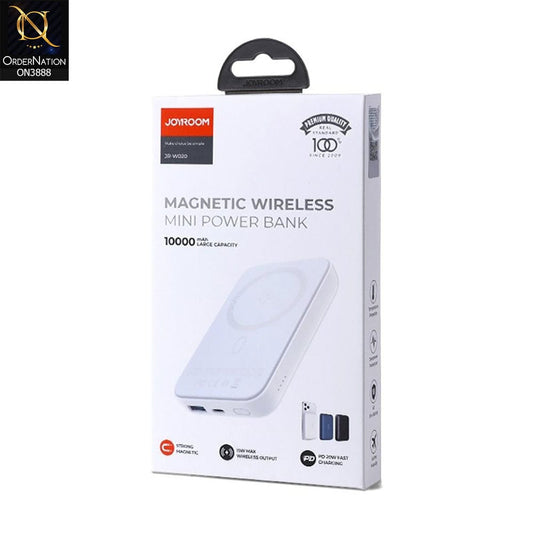 White - JOYROOM JR-W020 MINI MAGNETIC WIRELESS POWER BANK – 10000MAH