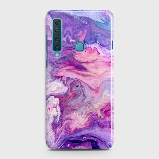 Samsung Galaxy A9 2018 Cover - Chic Blue Liquid Marble Printed Hard Case with Life Time Colors Guarantee