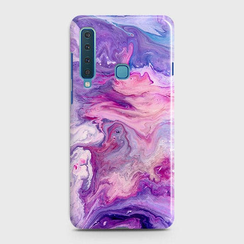 Samsung Galaxy A9 2018 Cover - Chic Blue Liquid Marble Printed Hard Case with Life Time Colors Guarantee