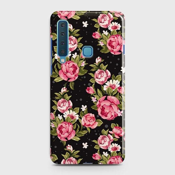 Samsung Galaxy A9 2018 Cover - Trendy Pink Rose Vintage Flowers Printed Hard Case with Life Time Colors Guarantee