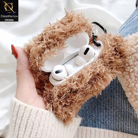 Airpods Pro Cover - Brown - New Fluffy  cute Fashion Cartoon Soft Silicone Airpods Case