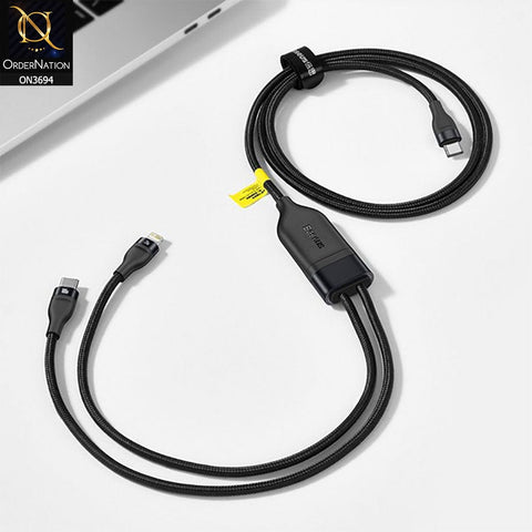 Black - Baseus Flash Series 2-In-1 Fast Charging Type-C To Lightning + Type-C 100W Cable