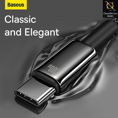 Black - Baseus Tungsten Gold Fast Charging Data Cable USB to Type-C 100W Black