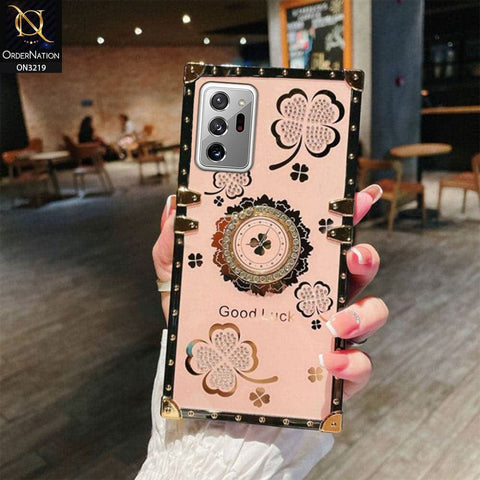 Samsung Galaxy Note 20 Ultra Cover - Pink - Square Bling Diamond Glitter Soft TPU Trunk Case with Ring Holder