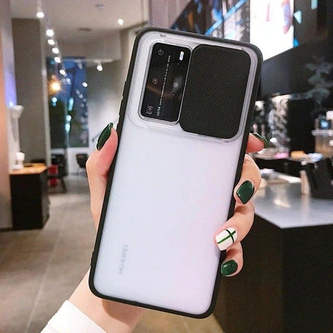 Translucent Matte Shockproof Camera Slide Protection Case For Infinix Hot 8, Hot 8 lite, Hot 9, Hot 9 play, Techno Spark 4, Huawei Y6p