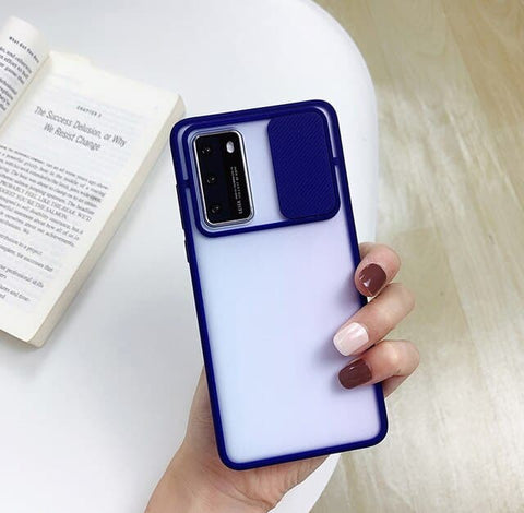 Translucent Matte Shockproof Camera Slide Protection Case For Infinix Hot 8, Hot 8 lite, Hot 9, Hot 9 play, Techno Spark 4, Huawei Y6p