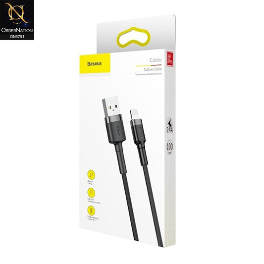 Baseus Cafule Cable Durable Nylon Braided Wire USB to Lightning QC 3.0 2.4A 1M (CALKLF-BG1) – Black