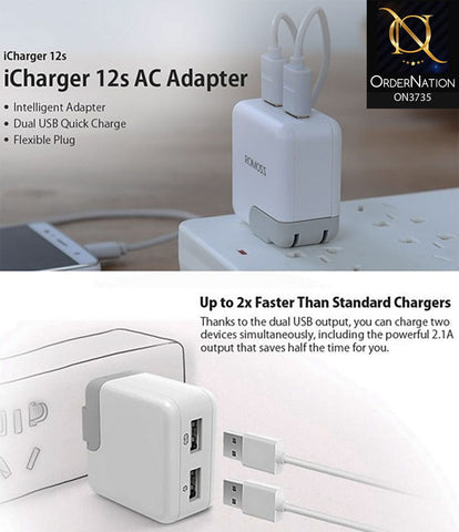 White - ROMOSS iCharger 12S double USB wall charger