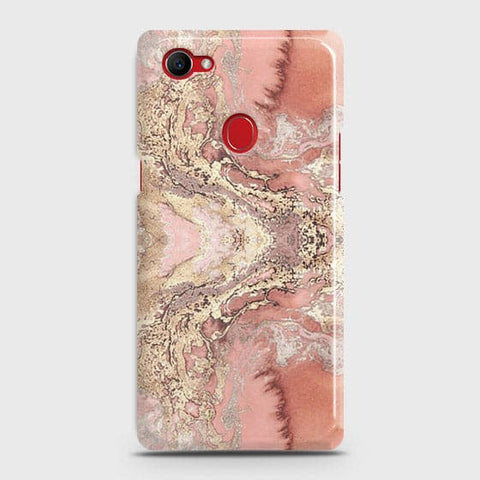 Oppo F7 Youth / Realme 1 Cover - Trendy Chic Rose Gold Marble Printed Hard Case with Life Time Colors Guarantee