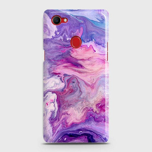 Oppo F7 Youth / Realme 1 Cover - Chic Blue Liquid Marble Printed Hard Case with Life Time Colors Guarantee