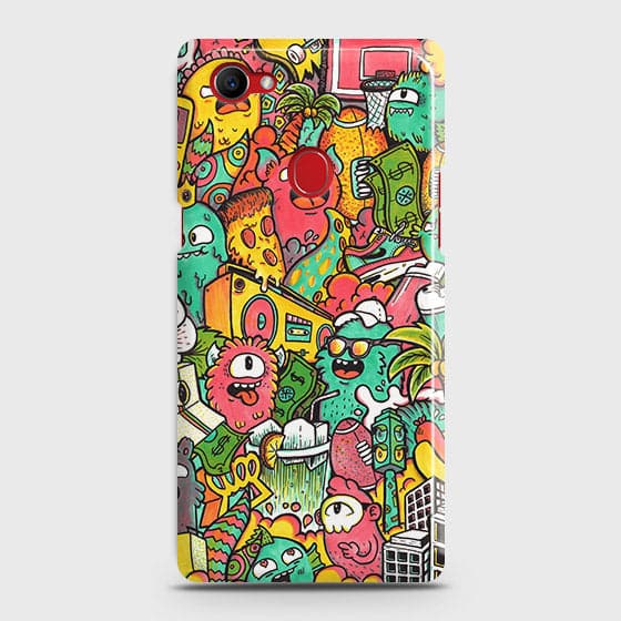 Oppo F7 Youth / Realme 1 Cover - Matte Finish - Candy Colors Trendy Sticker Collage Printed Hard Case with Life Time Colors Guarantee