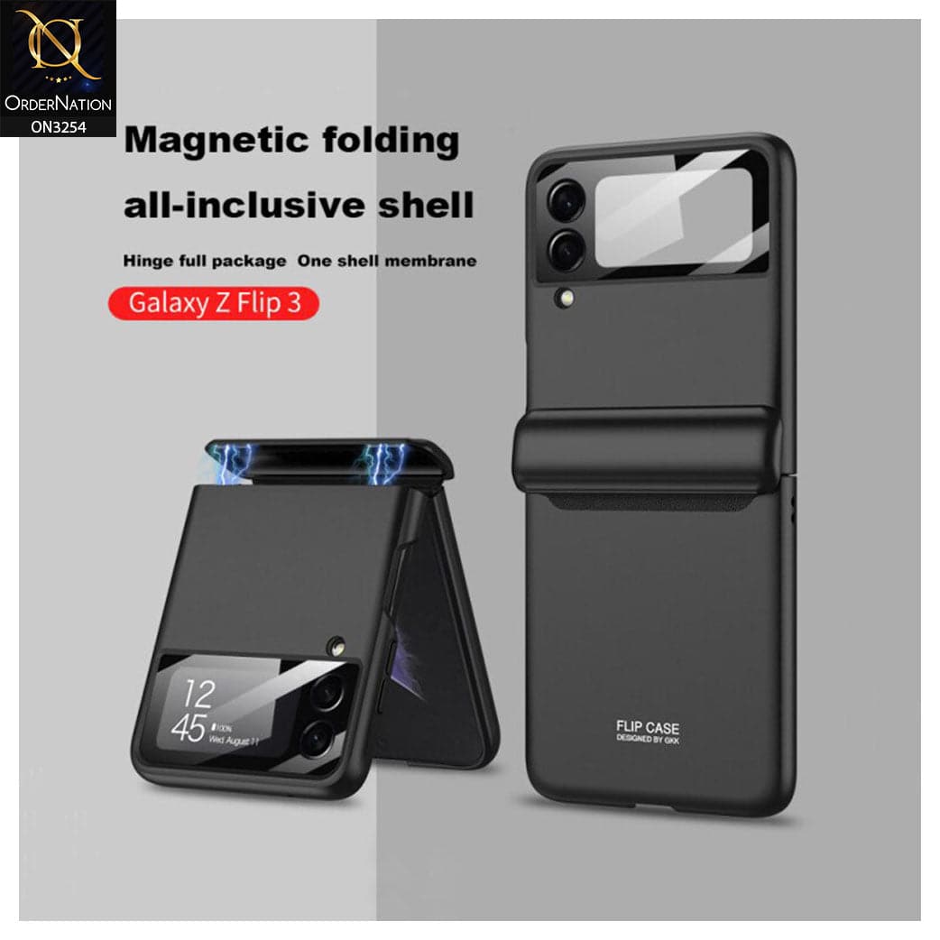Samsung Galaxy Z Flip 3 5G Cover - Black - GKK Magnet Folding Envelop Hard Shell Membrane Case