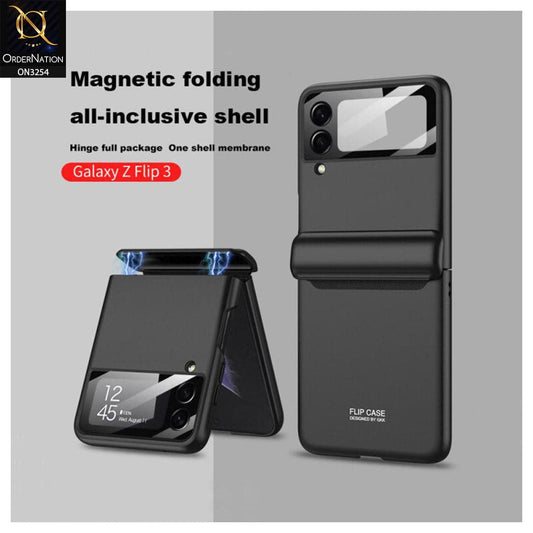 Samsung Galaxy Z Flip 3 5G Cover - Black - GKK Magnet Folding Envelop Hard Shell Membrane Case