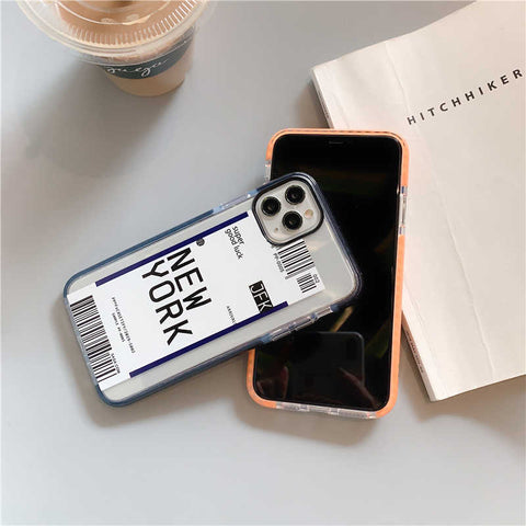 Trendy City Travel Plane Strip Lable Bar Code Style Soft Case For Oppo, Vivo, Redmi, Huawei Phone Models