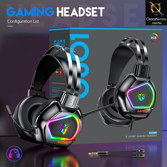 G601 RGB Gaming Wired Headphones USB Mic Noise Cancelling Over-Ear Headphones With Mic ( Not Wireless/Bluetooth )