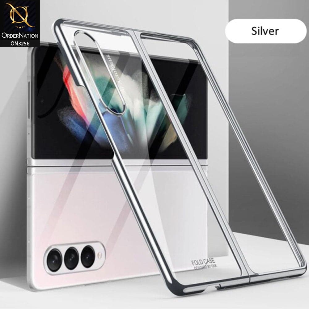 Samsung Galaxy Z Fold 3 5G Cover - Silver - GKK Streight Edge Phantom Plating Hard Shell Case