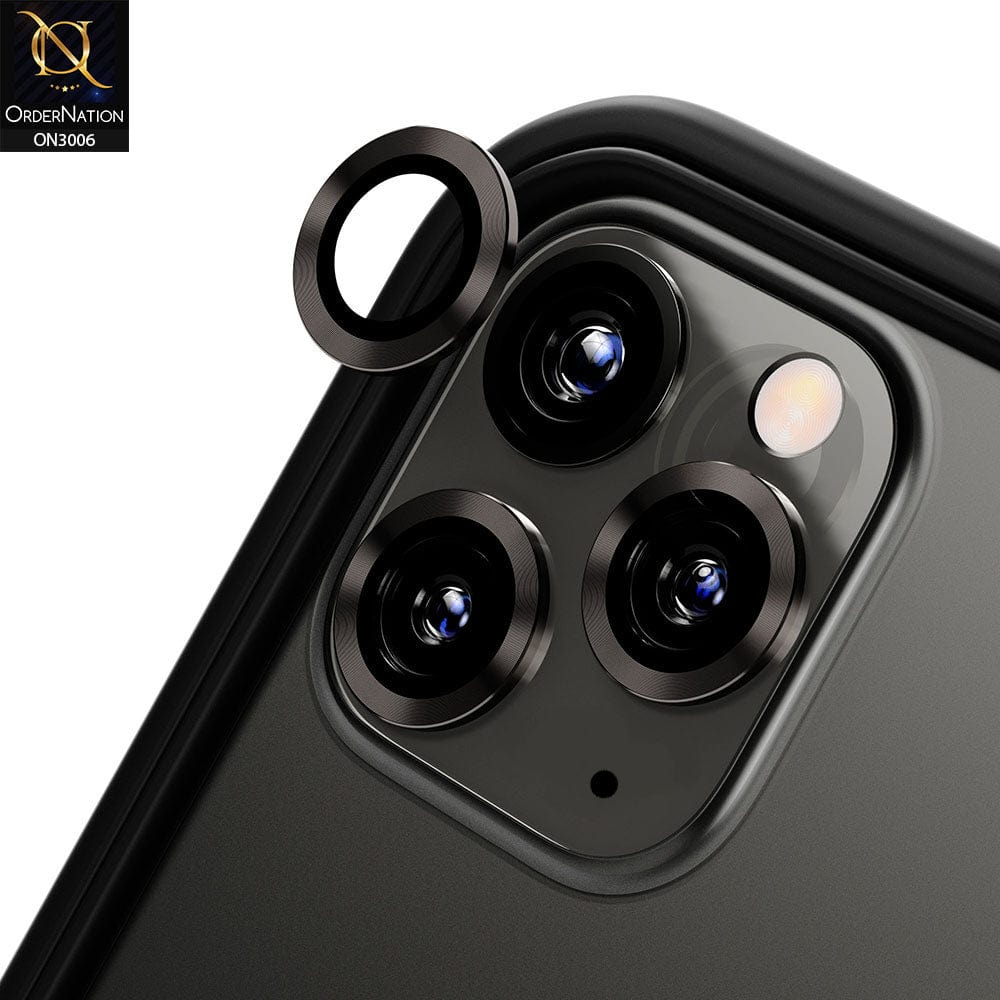 iPhone 11 Pro Camera Protector - Black - Metal Ring Camera Glass Protector