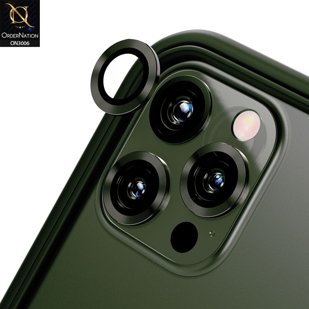 iPhone 12 Pro Camera Protector - Green - Metal Ring Camera Glass Protector