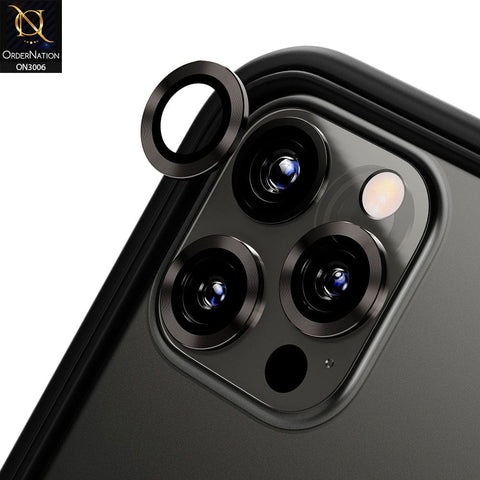 iPhone 12 Pro Camera Protector - Black - Metal Ring Camera Glass Protector