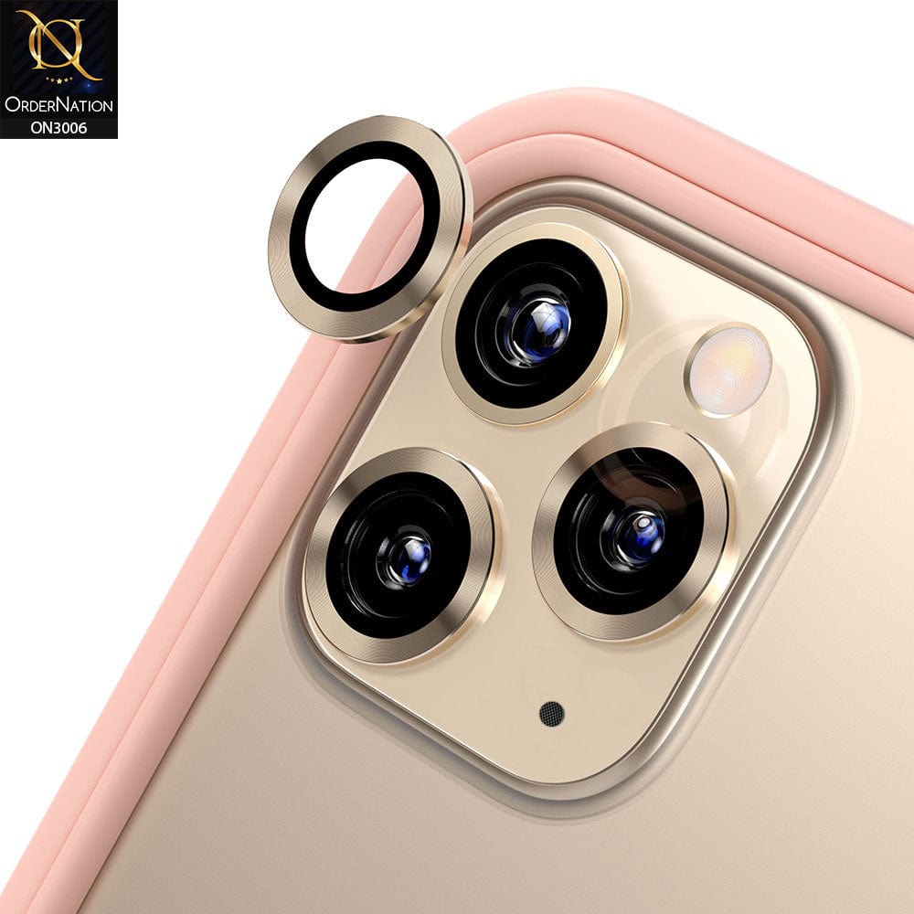 iPhone 11 Pro Camera Protector - Golden - Metal Ring Camera Glass Protector