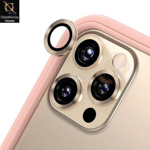 iPhone 12 Pro Camera Protector - Golden - Metal Ring Camera Glass Protector