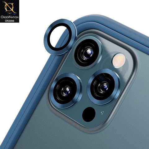 iPhone 12 Pro Camera Protector - Blue - Metal Ring Camera Glass Protector
