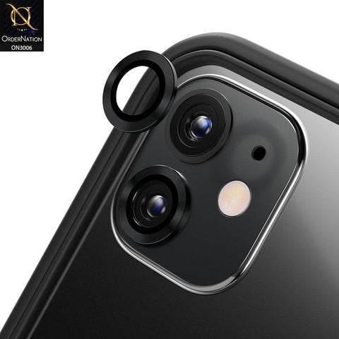 iPhone 12 Mini Camera Protector - Black - Metal Ring Camera Glass Protector
