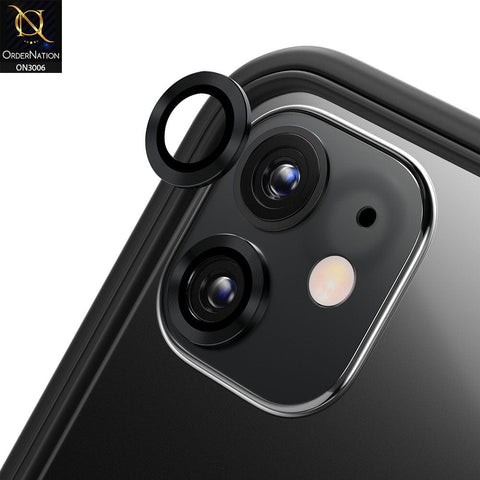 iPhone 11 Camera Protector - Black - Metal Ring Camera Glass Protector