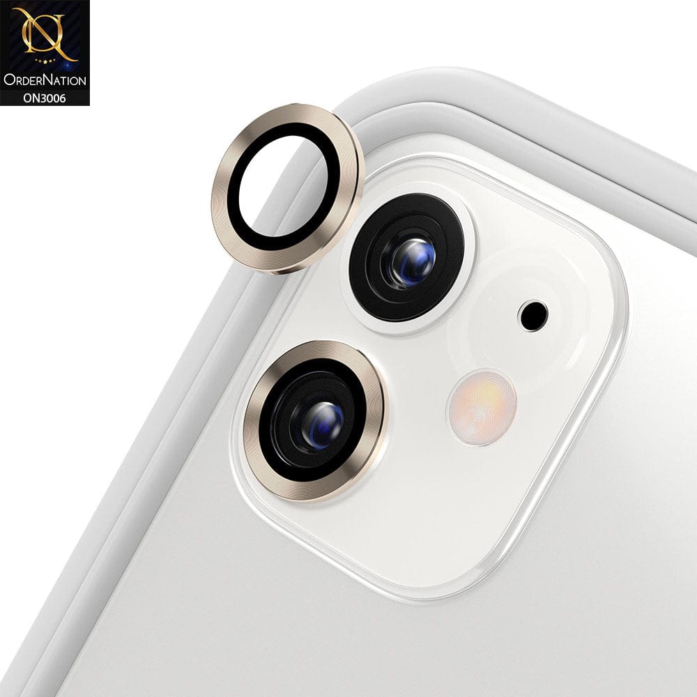 iPhone 12 Camera Protector - Golden - Metal Ring Camera Glass Protector