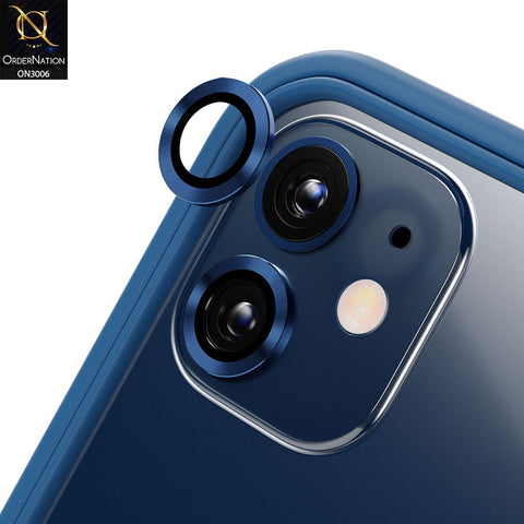 iPhone 12 Mini Camera Protector - Blue - Metal Ring Camera Glass Protector