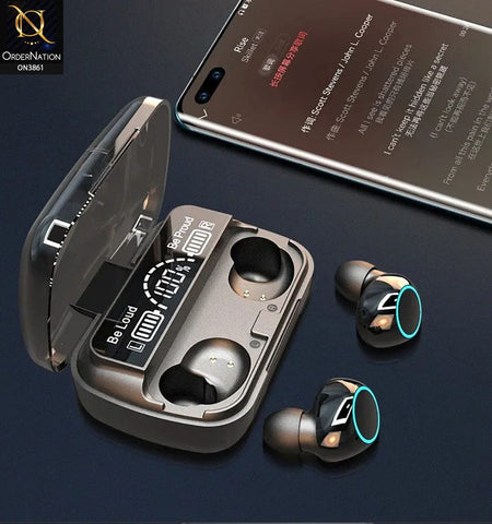 M30 TWS Bluetooth 5.2 Earphones 2200mAh Charging Box Wireless Headphones Noise Canceling Earbuds Sports Waterproof Headsets _ Airpods_ Gaming Earphone- Black