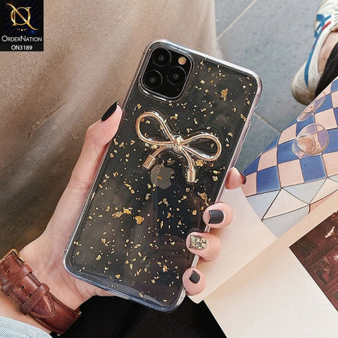 iPhone 12 Pro Cover - Cute Bow Glitter Shinning Foil Transparent Case