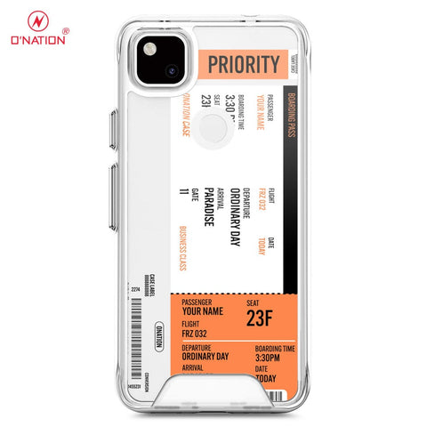 Google Pixel 4a 4G Cover - Personalised Boarding Pass Ticket Series - 5 Designs - Clear Phone Case - Soft Silicon Borders
