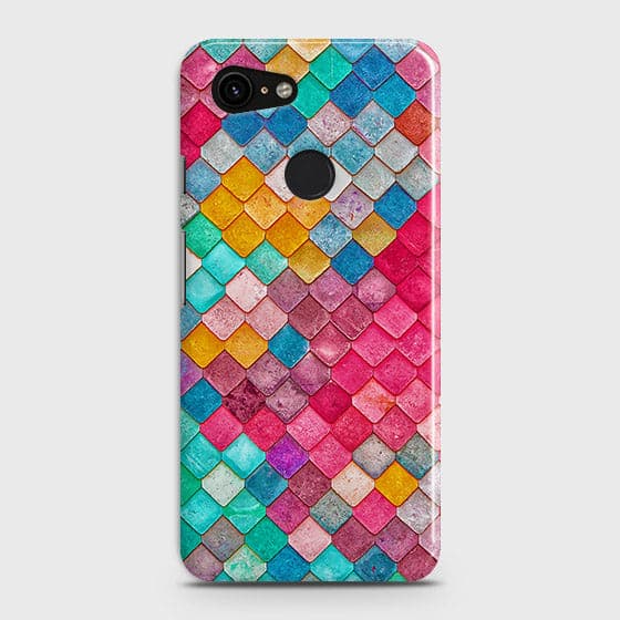 Google Pixel 3 Cover - Chic Colorful Mermaid Printed Hard Case with Life Time Colors Guarantee
