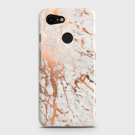 Google Pixel 3 Cover - In Chic Rose Gold Chrome Style Printed Hard Case with Life Time Colors Guarantee