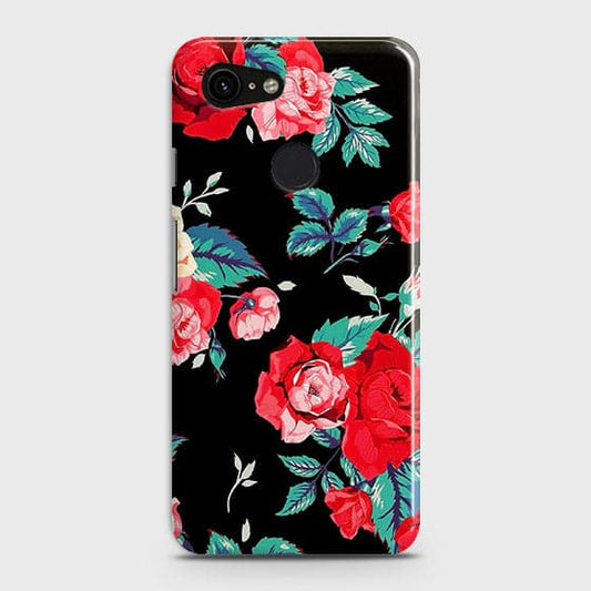 Google Pixel 3 XL Cover - Luxury Vintage Red Flowers Printed Hard Case with Life Time Colors Guarantee