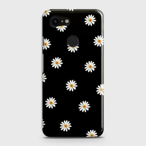 Google Pixel 3 XL Cover - Matte Finish - White Bloom Flowers with Black Background Printed Hard Case with Life Time Colors Guarantee