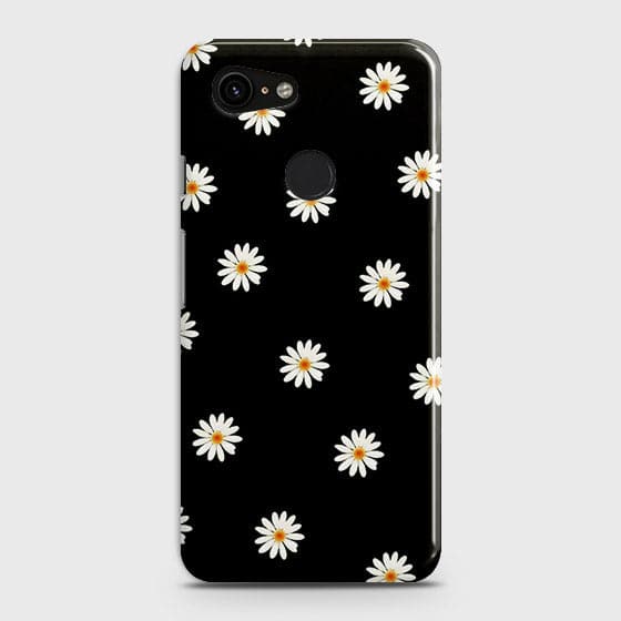 Google Pixel 3 Cover - Matte Finish - White Bloom Flowers with Black Background Printed Hard Case with Life Time Colors Guarantee