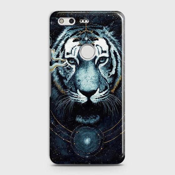 Google Pixel Cover - Vintage Galaxy Tiger Printed Hard Case with Life Time Colors Guarantee