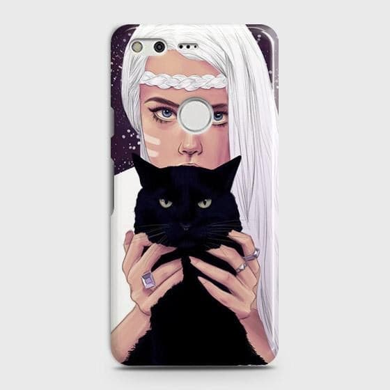 Google Pixel Cover - Trendy Wild Black Cat Printed Hard Case with Life Time Colors Guarantee