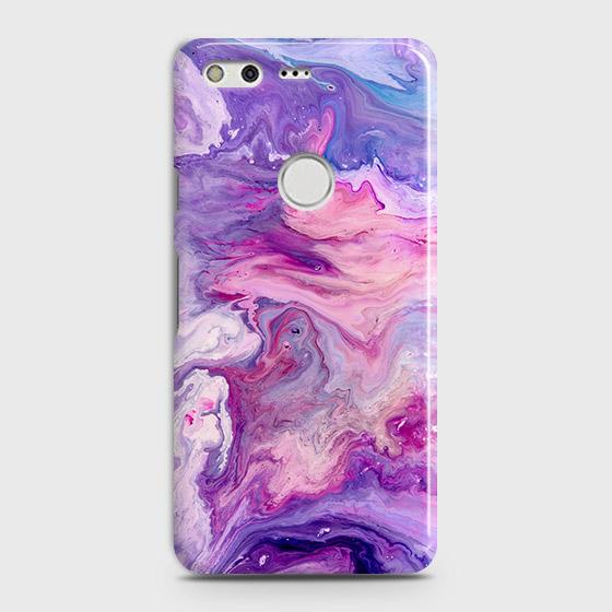 Google Pixel Cover - Chic Blue Liquid Marble Printed Hard Case with Life Time Colors Guarantee