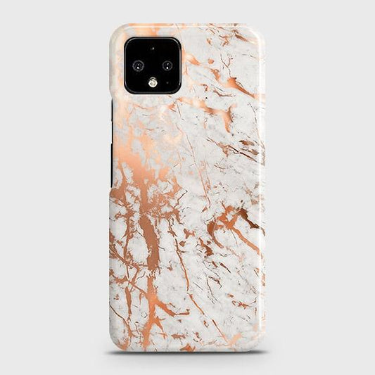 Google Pixel 4 Cover - In Chic Rose Gold Chrome Style Printed Hard Case with Life Time Colors Guarantee