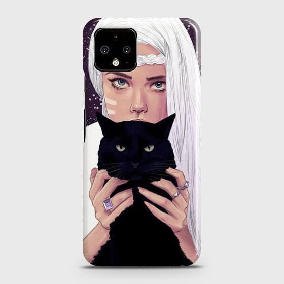 Google Pixel 4 Cover - Trendy Wild Black Cat Printed Hard Case with Life Time Colors Guarantee