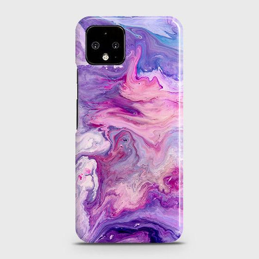 Google Pixel 4 Cover - Chic Blue Liquid Marble Printed Hard Case with Life Time Colors Guarantee
