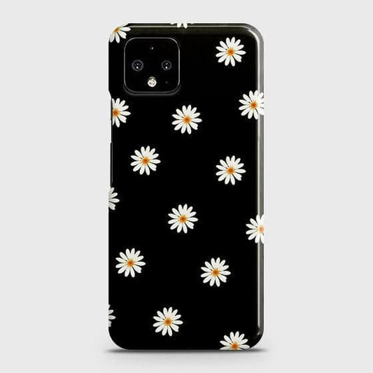 Google Pixel 4 Cover - Matte Finish - White Bloom Flowers with Black Background Printed Hard Case with Life Time Colors Guarantee
