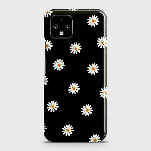 Google Pixel 4 XL Cover - Matte Finish - White Bloom Flowers with Black Background Printed Hard Case with Life Time Colors Guarantee