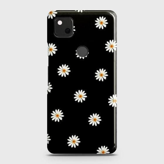 Google Pixel 4a 4G Cover - Matte Finish - Matte Finish - White Bloom Flowers with Black Background Printed Hard Case with Life Time Colors Guarantee