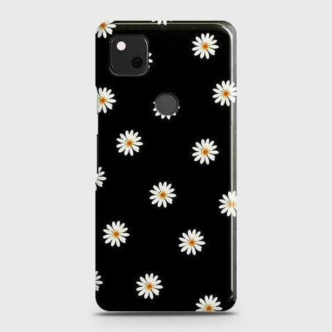 Google Pixel 4a 4G Cover - Matte Finish - Matte Finish - White Bloom Flowers with Black Background Printed Hard Case with Life Time Colors Guarantee