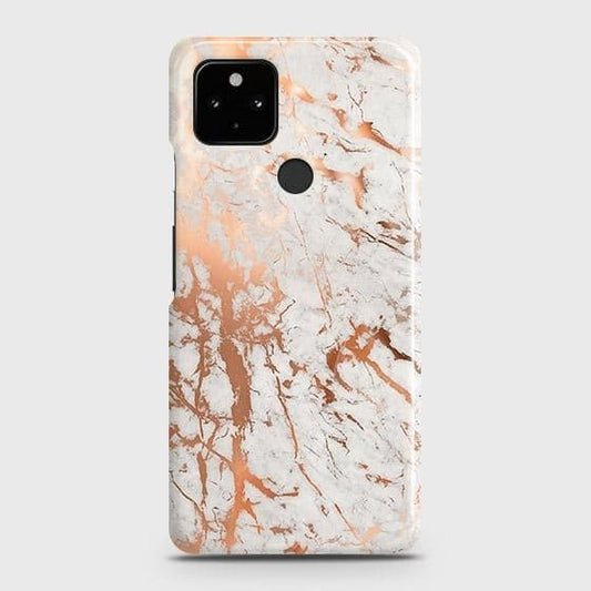 Google Pixel 5 Cover - In Chic Rose Gold Chrome Style Printed Hard Case with Life Time Colors Guarantee