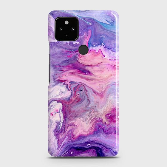Google Pixel 5 Cover - Chic Blue Liquid Marble Printed Hard Case with Life Time Colors Guarantee